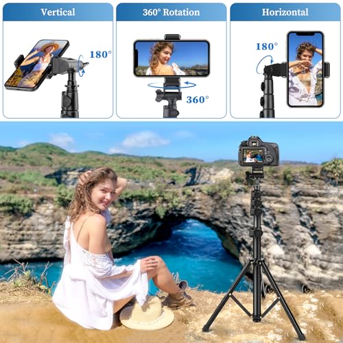 Phone Tripod Stand, 70" Selfie Stick Cell Phone Tripod with Remote | Phone Holder/Carry Bag, Aluminum Alloy Selfie Stick Tripods, Compatible with iPhone Samsung GoPro Smartphone - size: 70 Inch
