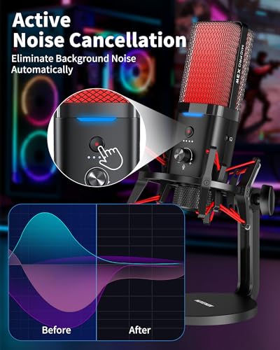 Dual Mode Wireless USB Microphone with Noise Cancellation for iPhone PC | Real-Time Monitoring, Cardioid Capture, RGB Gaming Mic for ASMR, Laptop, Computer, PS5, Streaming, Content Creation Recording
