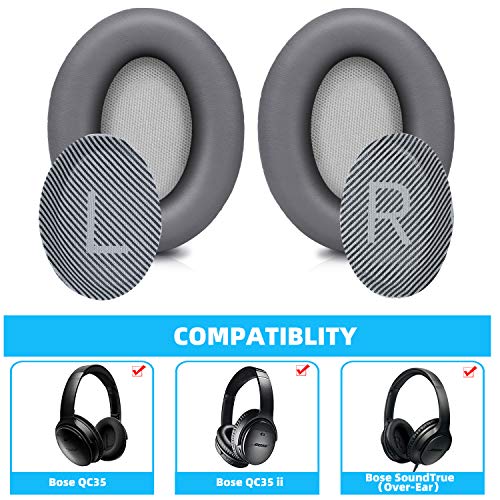 Replacement Ear Pads for Bose SoundTrue Headphones Around-Ear Style, Memory Foam Also Fits QuietComfort 35/ QC35 II Around-Ear Headphones(Dark Grey) - color: Dark grey