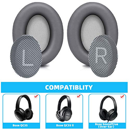 Replacement Ear Pads for Bose SoundTrue Headphones Around-Ear Style, Memory Foam Also Fits QuietComfort 35/ QC35 II Around-Ear Headphones(Dark Grey) - color: Dark grey