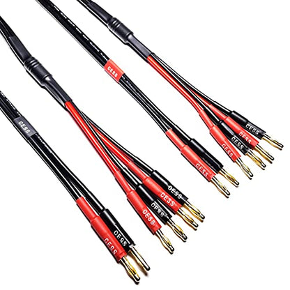 CNCESS Bi-Wire Banana Plug Splitter Speaker Cable, 6 ft, 2-Pack - size: 6 feet