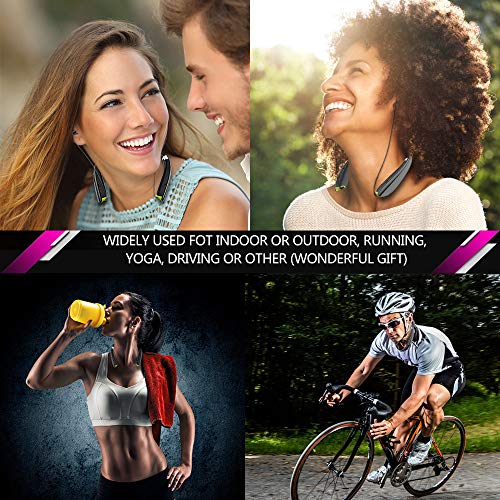 BEARTWO Bluetooth Headphones, Upgraded Foldable Wireless Neckband Headset with Retractable Earbuds, Noise Cancelling Stereo Earphones with Mic for Workout, Running, Driving (with Carry Case)