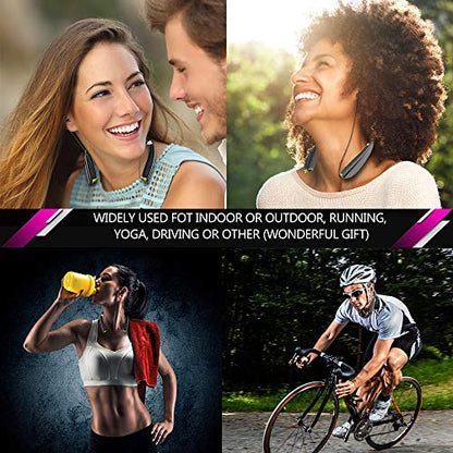 BEARTWO Bluetooth Headphones, Upgraded Foldable Wireless Neckband Headset with Retractable Earbuds, Noise Cancelling Stereo Earphones with Mic for Workout, Running, Driving (with Carry Case)