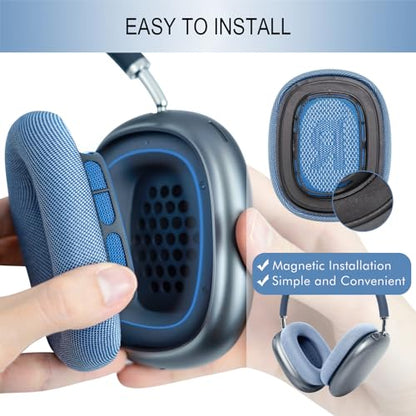 GEVO Upgraded Ear Cushions Replacement Earpads for AirPods Max 1 & 2 Headphones, Mesh Fabric Ear Pads Ear Covers Cups with Memory Foam and Magnet for AirPods Max 1 & 2 (Sky Blue) - color: Sky Blue