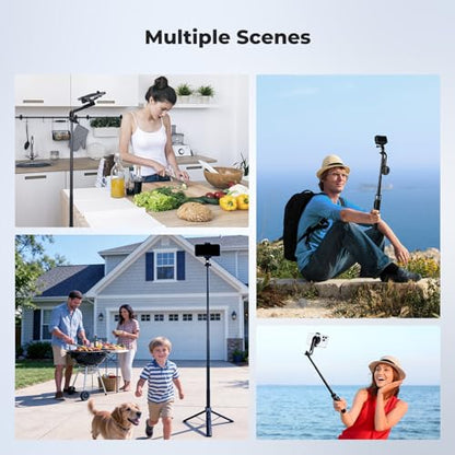 K&F CONCEPT 72" Selfie Stick for iPhone, Phone Tripod | Clip & Magnetic, Remote, 1s Open & Close, Compatible with iPhone 17-12 Osmo Pocket 4/3 Luna Ultra, X97C6 - color: Black