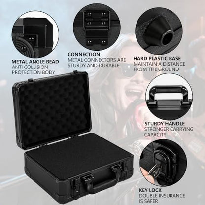12.6 Inch Carrying Case with Customizable Pre-Diced Foam | Aluminum Case, Aluminum Alloy Sturdy Build, Storage Case for Microphone, Equipment, Camera, Tools, Recorder, etc - size: 12.6x9.8x5.5 Inch