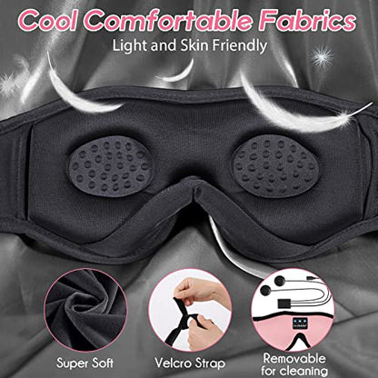 LC-dolida Sleep Headphones, Sleep Mask Bluetooth Wireless Music Eye Mask, Sleeping Headphones for Side Sleepers Sleep Mask with Bluetooth Headphones Ultra-Thin Stereo Speakers Perfect for Sleeping - color: Pink 3d