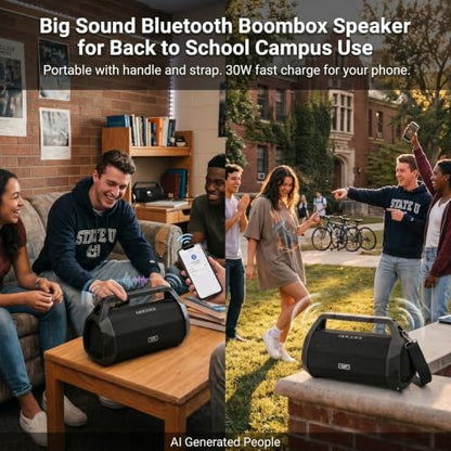 80W Jobsite Bluetooth Speaker, IP66 Waterproof/Dustproof | 25-Hour Playtime, Shockproof & Distraction-Free Design, for Construction, Garage, Workshop, Goat Yoga