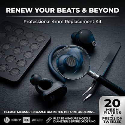 20Pcs Mesh Filter Set for Earbuds IEM 4mm 200 Mesh with Tweezers