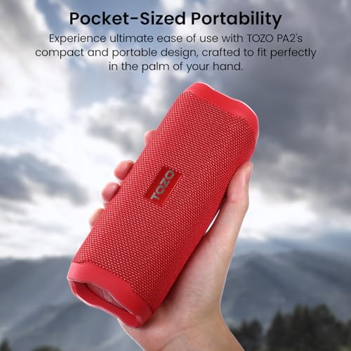 TOZO PA2 Portable Bluetooth Speaker with Dual Drivers and Bass Diaphragms | Deep Bass Stereo Sound, 25H Playtime, Cord Buckle Design, Custom EQ App Wireless Shower Speaker for Home Outdoors Travel
