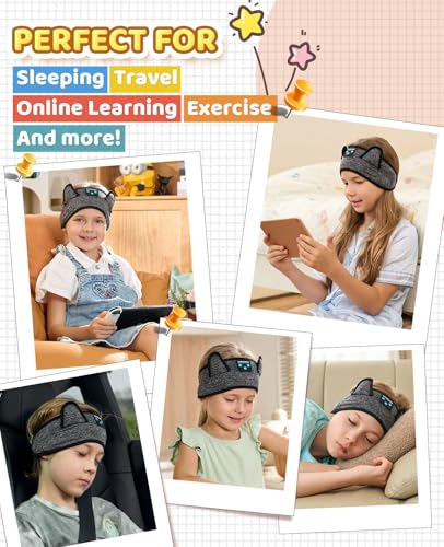Kids Headphones, Bluetooth Headphones Adjustable Headband for Kids, Wireless and Wired Playback 3.5 MM Jack for School, Kids Headset for Girls Boys, Kindle Tablet Cellphones Airplane Travel Sleep - color: DarkGrey