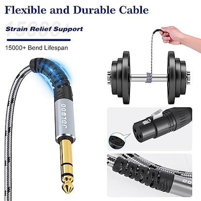 JOLGOO XLR Female to 1/4 Inch 6.35mm TRS Plug Balanced Interconnect Cable, XLR to Quarter inch Cable, 6.6 Feet 2 Pack, for Microphone,Mixer,Guitar,AMP,Speakers - size: 6.6 Feet - 2 Pack, style: XLR Female to 1/4 TRS Male