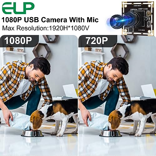 ELP H.264 1080P USB Camera Module with Microphone 2.8mm Wide Angle Webcam | FHD PC Camera for Computer & Laptop, UVC USB2.0 Lightburn Camera for Laser, Home Security, Embedded Machine Vision, Robotics - size: 2.8mm lens
