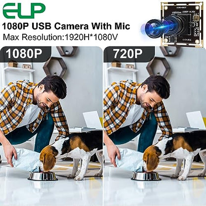 ELP H.264 1080P USB Camera Module with Microphone 2.8mm Wide Angle Webcam | FHD PC Camera for Computer & Laptop, UVC USB2.0 Lightburn Camera for Laser, Home Security, Embedded Machine Vision, Robotics - size: 2.8mm lens