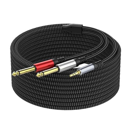 3.5mm 1/8 Stereo to Dual 1/4 TS Mono Y Splitter Audio Cable Adapter Compatible with iPhone, PC, Computer Sound Card, Mixer, Multimedia Speaker, Home Stereo System 10FT - size: 10ft