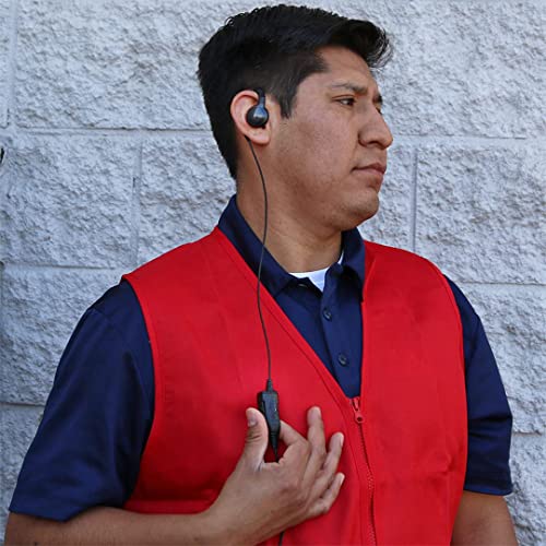 Klein Electronics Curl 2 Pin PTT Earpiece - in-Line Mic PTT Button 2 Way Radio Earpiece Headset Single Wire for Blackbox Zone Blackbox Bantam Kenwood TK Series Hytera and Other 2 pin Radios