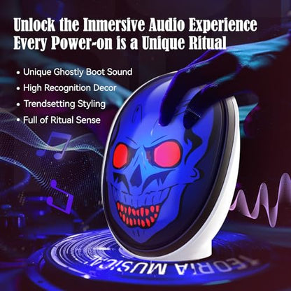 Portable Bluetooth Speaker, 5W Loud Stereo Sound, Horror Ghost LED Speaker | Halloween Skull Speaker with Flash Lights, Mini Wireless Speaker, TWS Pairing, Support TF Card, USB Cable for Party Holiday