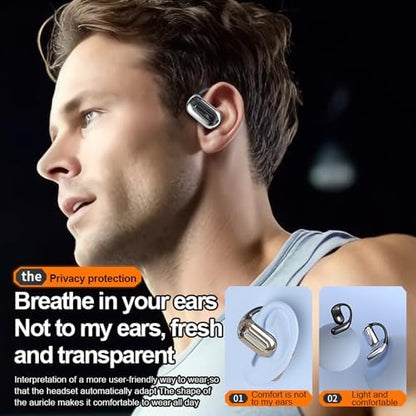 Open-Ear Wireless Headphones Bluetooth Earbuds LED Power Display Charging Case Ear Buds Earhook Over-Ear Earphones for Workout Sports TV Phone Laptop (Black) - color: #01Black