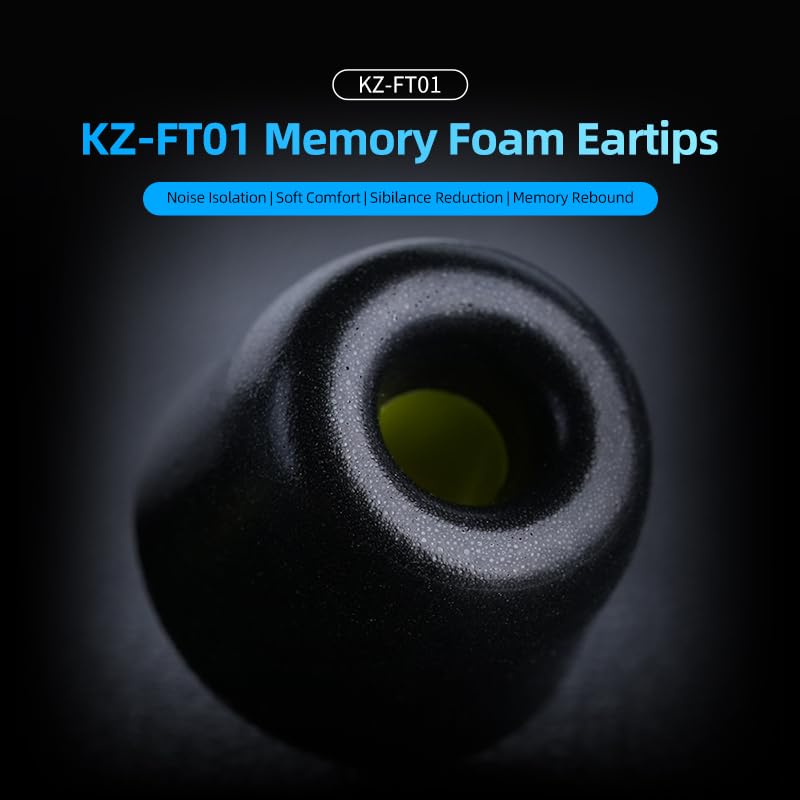 KZ FT01 Memory Foam Ear Tips 6-Pack for IEMs, S/M/L
