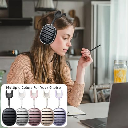 Joyland Silicone Case for AirPods Max Headphones,Stripe Soft TPU Ear Cups Cover/Ear Pad Cover/Headband Protection for Apple AirPods Max USB-C/Lightning (2024/2020),Clear Black - color: Black-Stripe