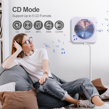 MICOCIOUS Portable CD Player with Bluetooth Desktop CD Player for Home CD Music Players with Remote Control,Timer,Built-in Dual Speakers with LED Display Home Audio Boombox FM Radio (Purple) - color: Purple