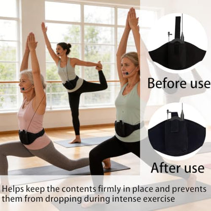 14 Pcs Mic Belt Wireless with Anti Dropping Strap and Sweat Absorbent Belt Neoprene Microphone Holder Waistband Bag for Fitness Instructor Vertical Speaker Theatre