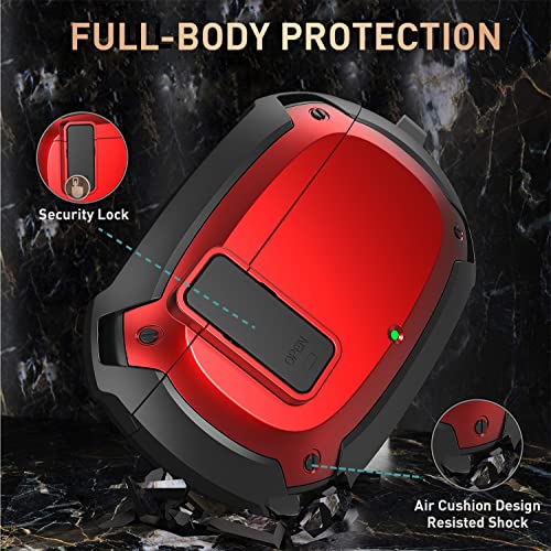 Compatible with Beats Studio Buds/Buds+ Case Cover 2021/2023, [Secure Lock] Cool Beats Studio Buds Plus Protective Shell Men Women with Keychain for New Beats Studio Ear Buds Case - Red[CASE ONLY] - color: Black/Red