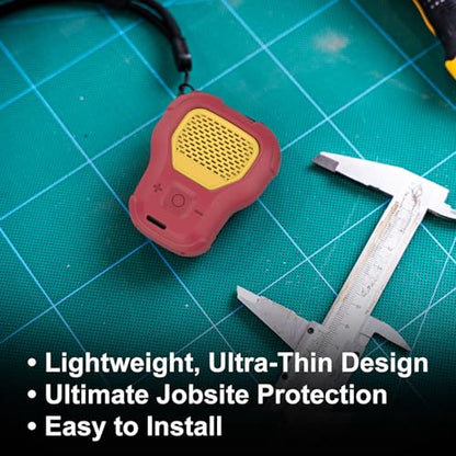 CYBERGUYS Silicone Case for DEWALT Wearable Bluetooth Speaker, Durable, Red | Shock-Proof Non-Slip Protective Cover for DEWALT Mini Speaker w/Lanyard, Small Lightweight & Easy-to-Install Sleeve - color: Red
