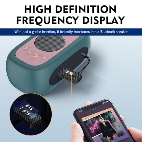 Car USB Bluetooth Receiver, LED Display 5.3 Chip Wireless Audio Adapter with USB Interface and 0.13" Audio Jack, Adjustable FM AUX Transmitter, Universal for Car Stereo Sound (Black)