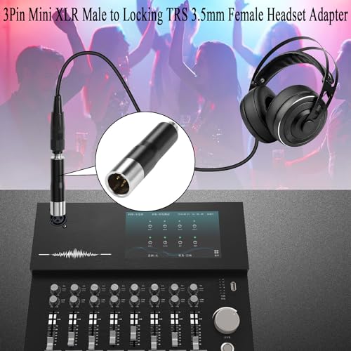 QIANRENON Mini XLR to TRS 3.5mm Microphone Connector Gold Plated 3Pin Male to Locking TRS 3.5mm Female Headset Adapter, for Wireless Bodypack Mic - style: M-F