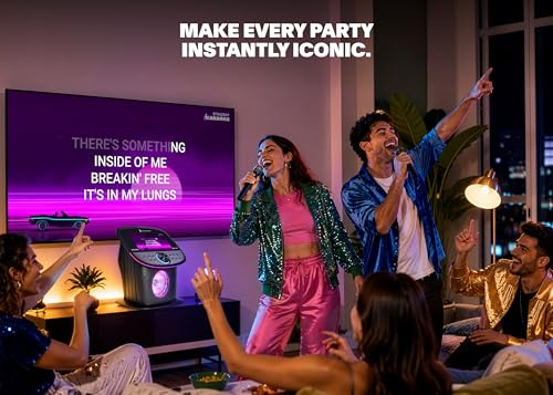 Singing Machine Karaoke Machine Screen, WiFi, Music Apps, 2 Microphones | Portable Karaoke Speaker for Adults & Kids, Ideal for House Parties, Compatible with YouTube & Spotify - color: black