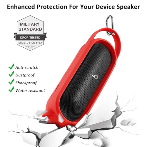 Silicone Carrying Case Cover for Beats Pill 2024 Portable Bluetooth Speaker, Protective Sleeve Travel Case Speakers Accessories (Red) - color: Red