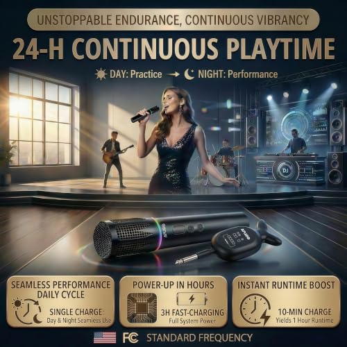 W68 Dual Handheld Wireless Microphone for Karaoke, Church, Party