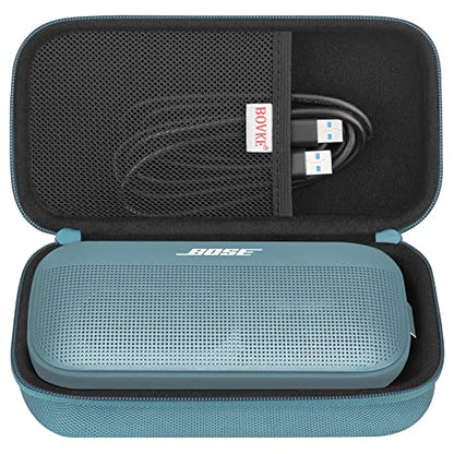 BOVKE Hard Travel Speaker Case for Bose New SoundLink Flex Speaker (2nd Gen) / Bose SoundLink Flex Bluetooth Portable Speaker, Extra Mesh Pocket for Bose Speaker Charger, Charging Cables, Stone Blue - color: Stone Blue
