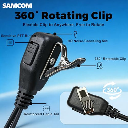SAMCOM SM008 Walkie-Talkie 2 Pin Plug Acoustic Tube Earpiece Mic (10 Pack) | Security Radio Earpieces for FPCN30A, FPCN10A, FPCN20A Two-Way Radios, Compatible with Baofeng Kenwood 2 Way Radio - size: 10 Pcs SM008 Airtube Earpiece