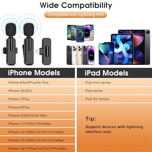 MAYBESTA Wireless Mini Microphone for iPhone iPad - Bluetooth Lavalier Lapel Phone Mic for Audio Video Recording - Content Creator Microphones for YouTube Tiktok Podcast Steaming Vlogging