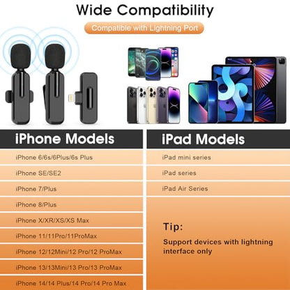 MAYBESTA Wireless Mini Microphone for iPhone iPad - Bluetooth Lavalier Lapel Phone Mic for Audio Video Recording - Content Creator Microphones for YouTube Tiktok Podcast Steaming Vlogging