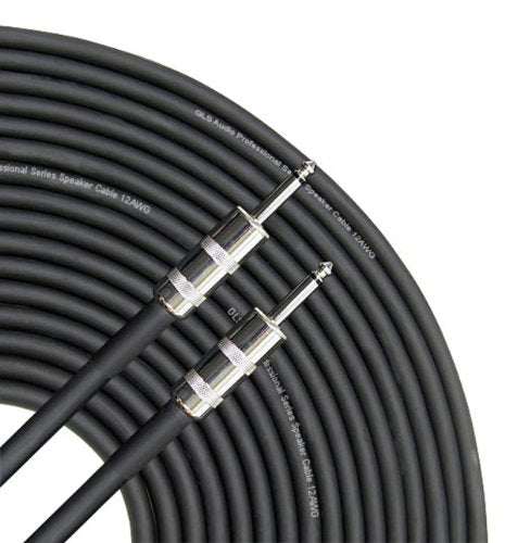 Speaker Cable 1/4 inch to 1/4 inch - 12 AWG Professional Bass/Guitar Speaker Cable for Amp - Black, 25 Ft. - color: Black (12 AWG), size: 25 feet