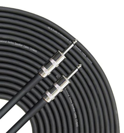 Speaker Cable 1/4 inch to 1/4 inch - 12 AWG Professional Bass/Guitar Speaker Cable for Amp - Black, 25 Ft. - color: Black (12 AWG), size: 25 feet