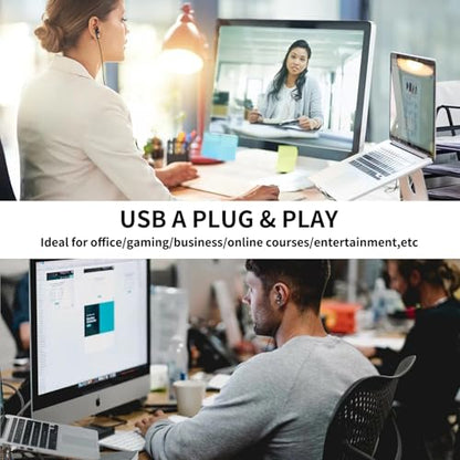 USB Earbuds for PC,Headphones with Microphone for Computer,Black - color: Black