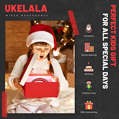 UKELALA U2B ANC Wired & Wireless Bluetooth 6.0 Headphones Foldable with Mic | Up to 30 Hrs Battery, Noise Canceling Foldable Lightweight Head phones with Volume Control‌ for Kids Adult School Black Red - color: Red/Black