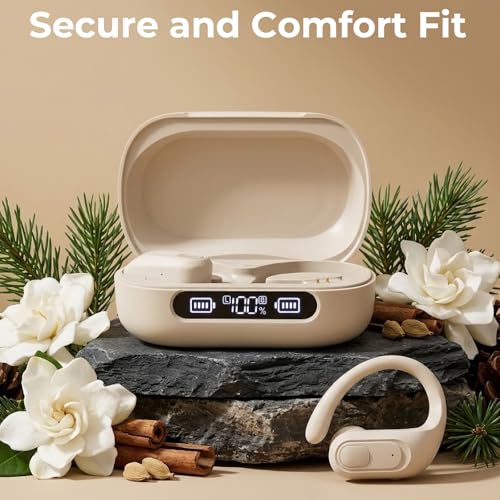 Wireless Earbuds Bluetooth 5.3, 96H Playtime Sports Headphones with Earhooks, LED Power Display, Built-in Microphone, Waterproof Earphones for Running Workout