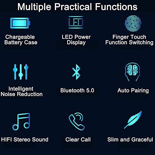 IHAO Luxury Sport Earbuds Headphone with HD Mic TWS in-Ear Headset Deep Bass HiFi Sound Multi Ture Active Noise Cancelling Mode Ergonomic Fit Painless Firm Wear Earphone-Earbuds with Hook T9 - color: Polish Black Dual Earbuds with hook T9