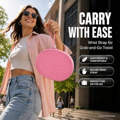 Hard Headphone Case for JBL Tune 770NC/510BT/720BT/520BT/670NC | Wave Foam, Elastic Strap, Soft Lining, Mesh Pocket, Carry Handle, Folded Headphone Storage, Pink, Case Only - color: Pink