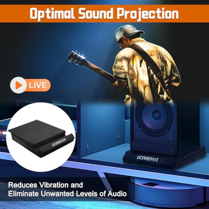 UCINNOVATE 2 Pack High-Density Acoustic Foam Speaker Riser for 5”- 6” Speakers, Prevent Vibration Studio Monitor Isolation Pads, Subwoofer Isolation for Sound Improvement