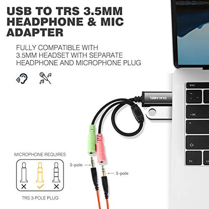 DUKABEL USB Audio Adapter with 3.5mm Jack External USB Sound Adapter - 30CM - size: 9.8 inch / 25 cm