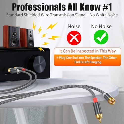 AGVEE 4ft RCA Cable, 2 RCA Male Thickened Six Claws Plug - color: Gray, size: 4ft