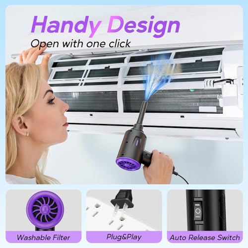 Electric Air Duster - Air Blower - Multi-Use Compressed Air Duster for Keyboard- Computer and PC - 5.74 oz Powerful Motor