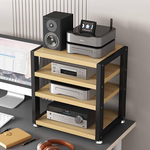 Multi-Functional Stereo Cabinet with Wooden Shelves & Steel Frame - Desktop Amplifier & AV Media Player Stand(Pomelo Wood,40 * 35 * 48cm) - color: Pomelo Wood, size: 15.7"D x 13.8"W x 18.9"H (1 Drawers)