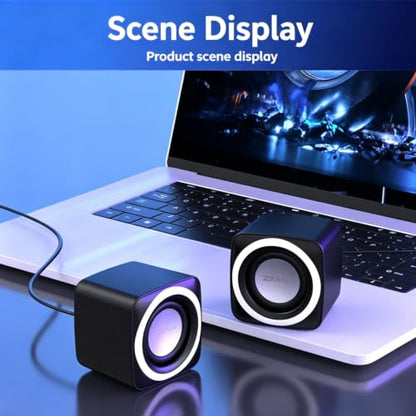Basics Stereo 2.0 Speakers for PC or Laptop with Volume Control,USB-Powered, 1 Pair, Black - color: Black